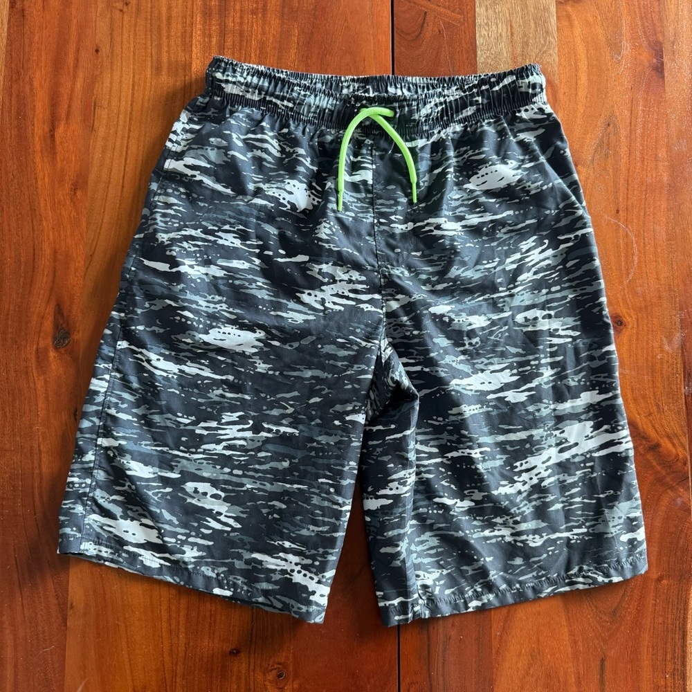 🦊 Wonder Nation Camouflage Swim Shorts with Neon Accent